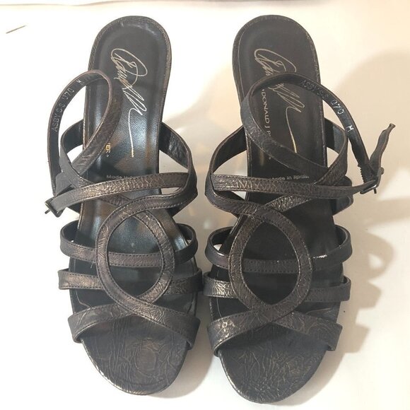 DONALD J. PLINER Asby Heels Women's Size 7 Bronze Strappy Open Sandals Slingback - Picture 4 of 11